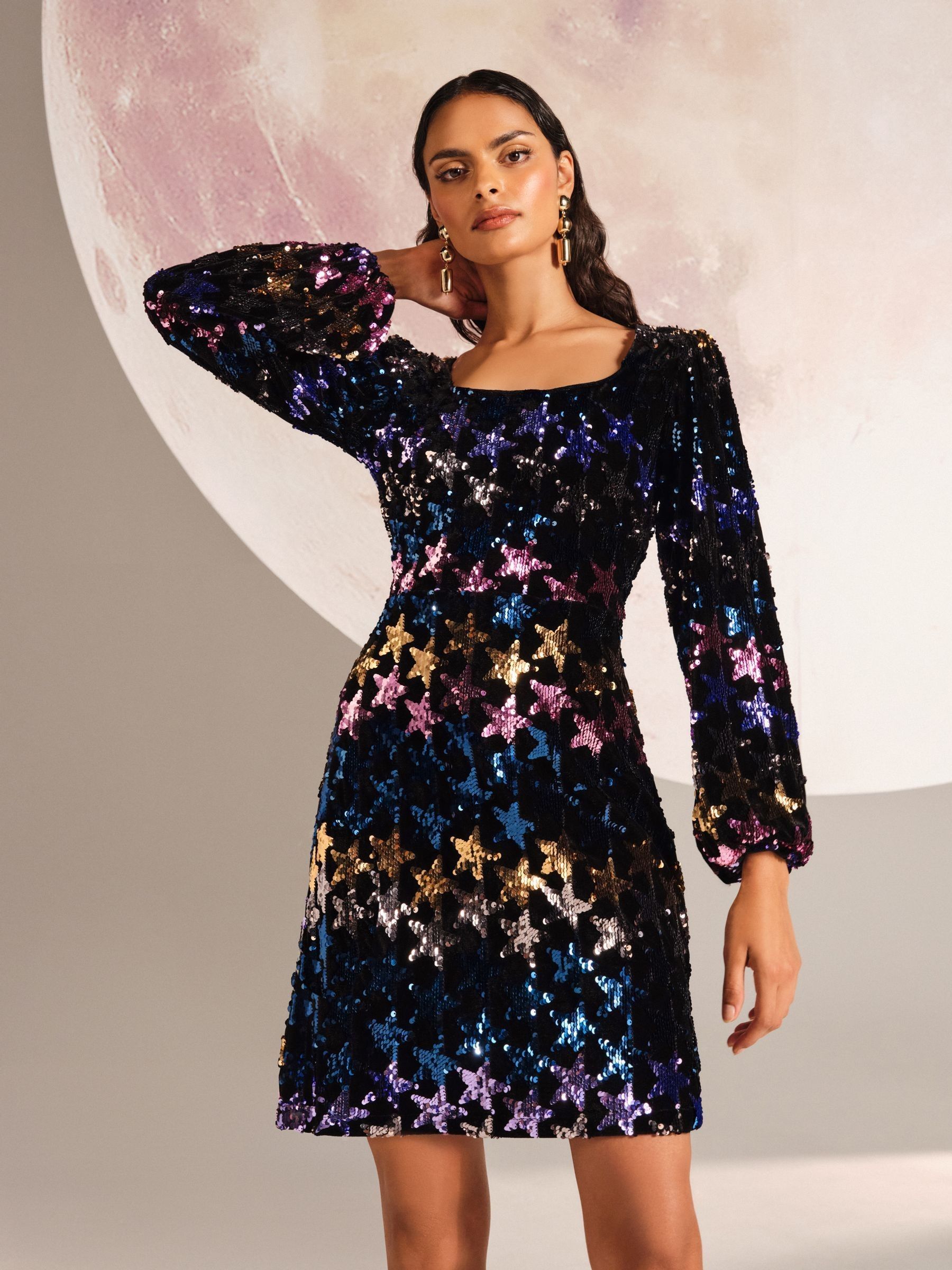 Buy Love & Roses Multi Star Sequin Velvet Mini Dress from Next USA