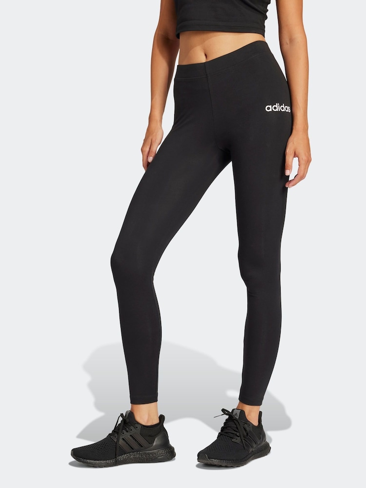 adidas Black Essentials Linear Cotton Leggings - Image 1 of 6 adidas Black Essentials Linear Cotton Leggings - Image 1 of 6