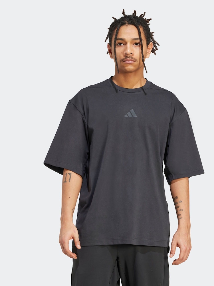 adidas Black Oversize Power T-Shirt - Image 1 of 6 adidas Black Oversize Power T-Shirt - Image 1 of 6