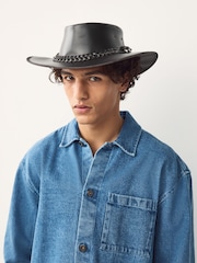 Brown Leather Cowboy Hat - Image 1 of 7