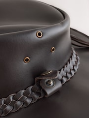 Brown Leather Cowboy Hat - Image 5 of 7