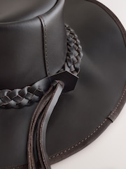 Brown Leather Cowboy Hat - Image 6 of 7