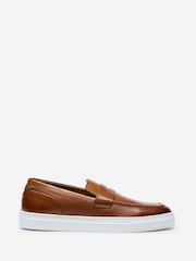 Oliver Sweeney Brown Milled Leather Penny Loafers - Image 1 of 5