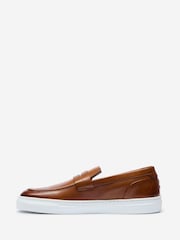 Oliver Sweeney Brown Milled Leather Penny Loafers - Image 2 of 5