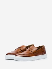 Oliver Sweeney Brown Milled Leather Penny Loafers - Image 3 of 5