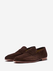 Oliver Sweeney Brown Calf Suede Penny Loafers - Image 3 of 5