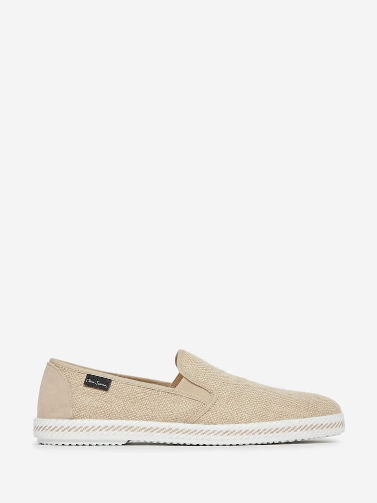 Oliver Sweeney Woven Linen Nude Espadrilles - Image 1 of 5