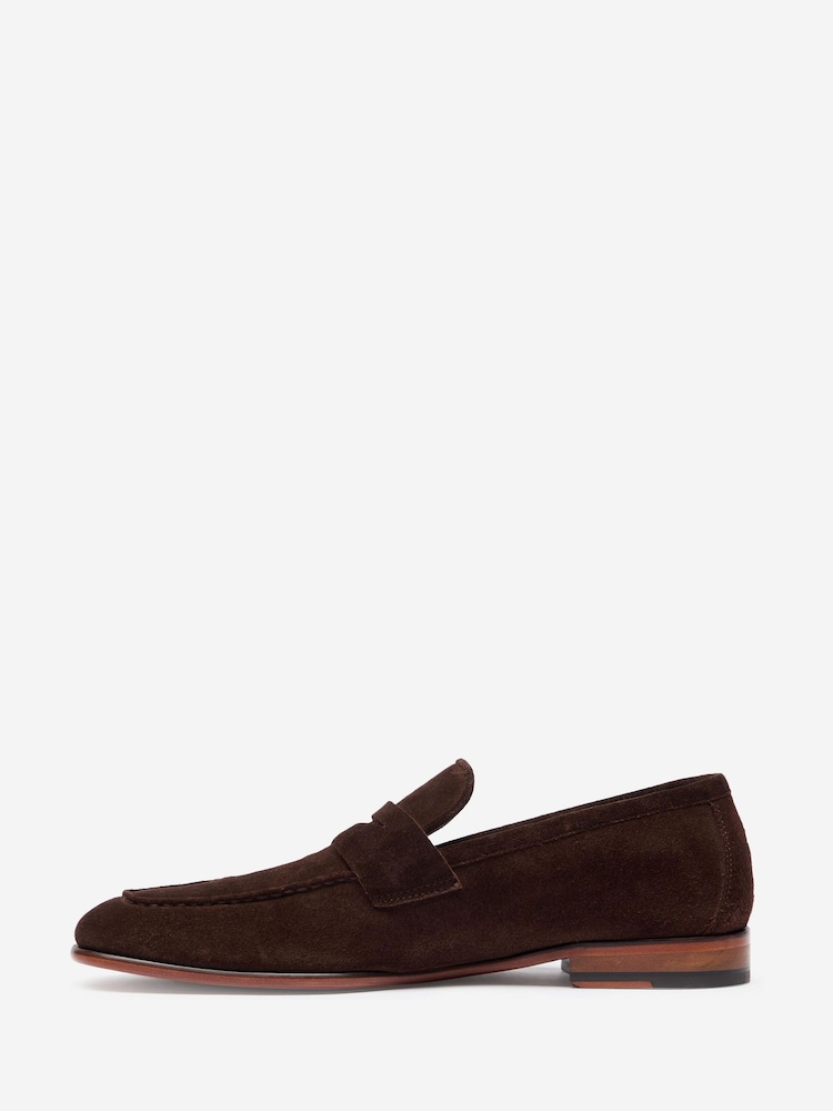 Oliver Sweeney Calf Suede Penny Brown Loafers - Image 2 of 5