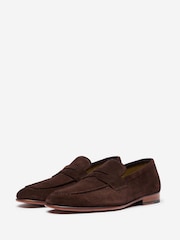 Oliver Sweeney Calf Suede Penny Brown Loafers - Image 3 of 5