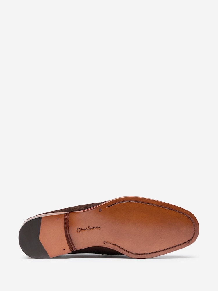 Oliver Sweeney Calf Suede Penny Brown Loafers - Image 5 of 5