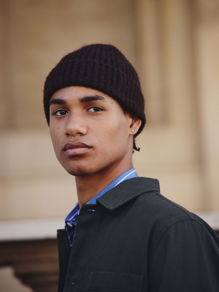 Chocolate Brown Beanie Hat - Image 1 of 2 Chocolate Brown Beanie Hat - Image 1 of 2