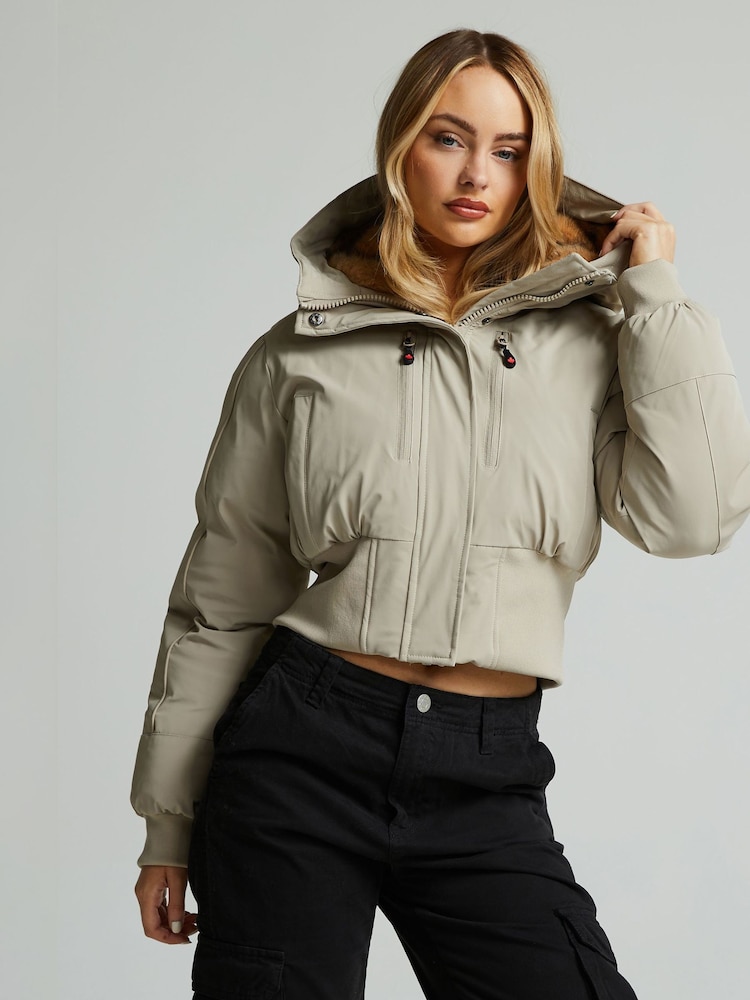 Zavetti Canada Womens Cream Ossani Split Hood Puffer Bomber Jacket - Image 1 of 6 Zavetti Canada Womens Cream Ossani Split Hood Puffer Bomber Jacket - Image 1 of 6