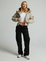 Zavetti Canada Womens Cream Ossani Split Hood Puffer Bomber Jacket - Image 6 of 6