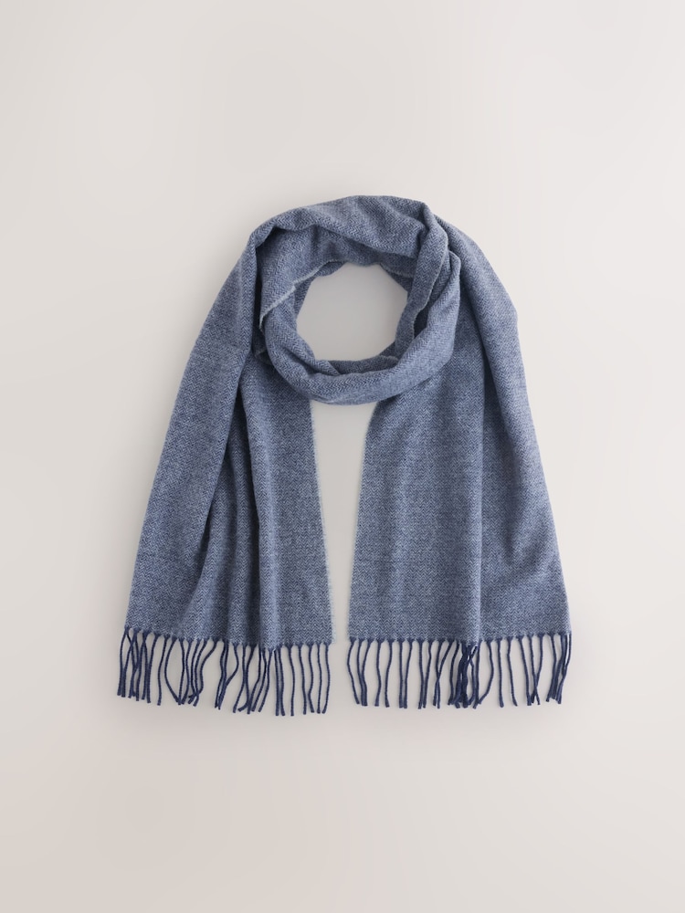 Navy Blue Herringbone Smart Woven Scarf - Image 1 of 3