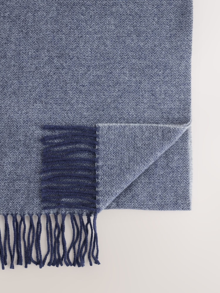Navy Blue Herringbone Smart Woven Scarf - Image 2 of 3