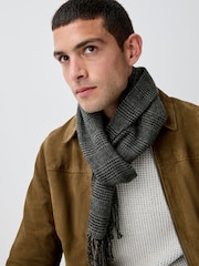 Grey Check 100% Wool Woven Scarf - Image 2 of 7