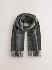 Grey Check 100% Wool Woven Scarf - Image 5 of 7