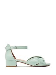 Verde - Moda in Pelle Macadâmia Salto Baixo Sandalsde Couro com Tira no Tornozelo - Imagem 1 de 8