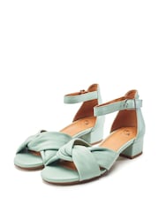 Verde - Moda in Pelle Macadâmia Salto Baixo Sandalsde Couro com Tira no Tornozelo - Imagem 2 de 8