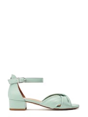 Verde - Moda in Pelle Macadâmia Salto Baixo Sandalsde Couro com Tira no Tornozelo - Imagem 5 de 8