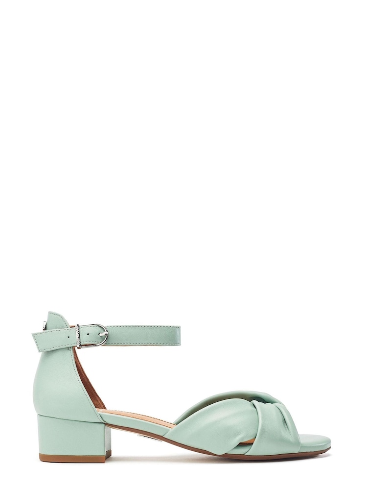 Verde - Moda in Pelle Macadâmia Salto Baixo Sandalsde Couro com Tira no Tornozelo - Imagem 8 de 8