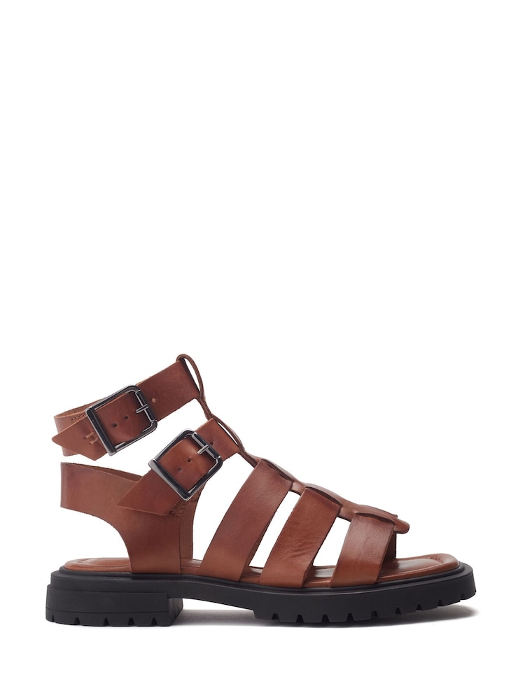 Moda in Pelle Sh Inland Cleated Leather Fisherman Black Sandals - Image 2 of 5