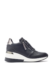 Moda in Pelle Blue Caspia Lace-Up Wedge Trainers - Image 2 of 4