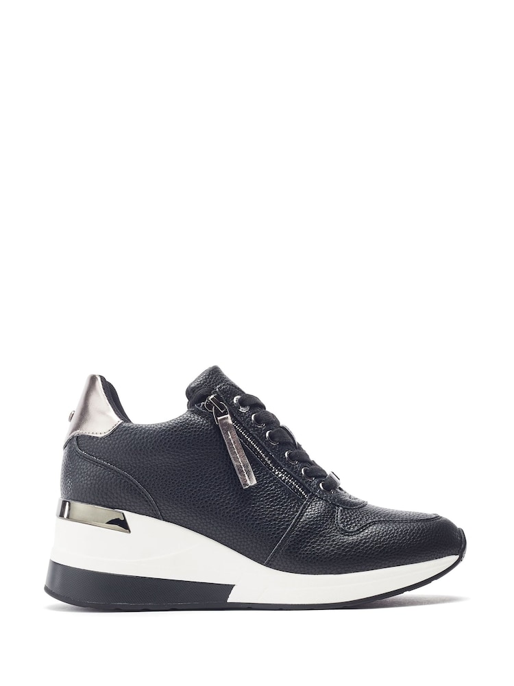 Moda in Pelle Blue Caspia Lace-Up Wedge Trainers - Image 2 of 4