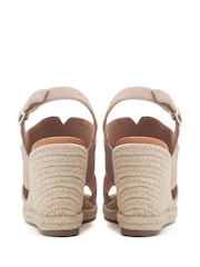 Moda in Pelle Kanji Sling Back Wedges Suede Brown Sandals - Image 3 of 4