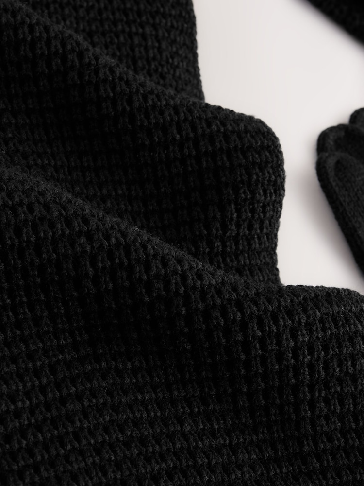 Schwarz - Bobble Hat, Scarf And Gloves Set 3 Piece - Bild 4 von 4