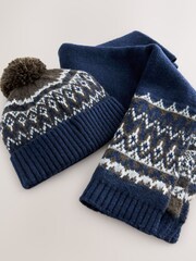 Azul marino con grecas alpinas - Bobble And Scarf Set - Imagen 3 de 5
