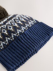 Navy Blue Fairisle Bobble And Scarf Set - Image 8 of 9