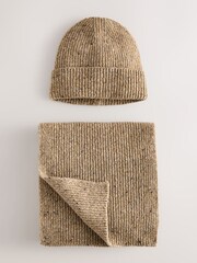 Neutral Brown Scarf And Beanie Matching Set - Image 1 of 3