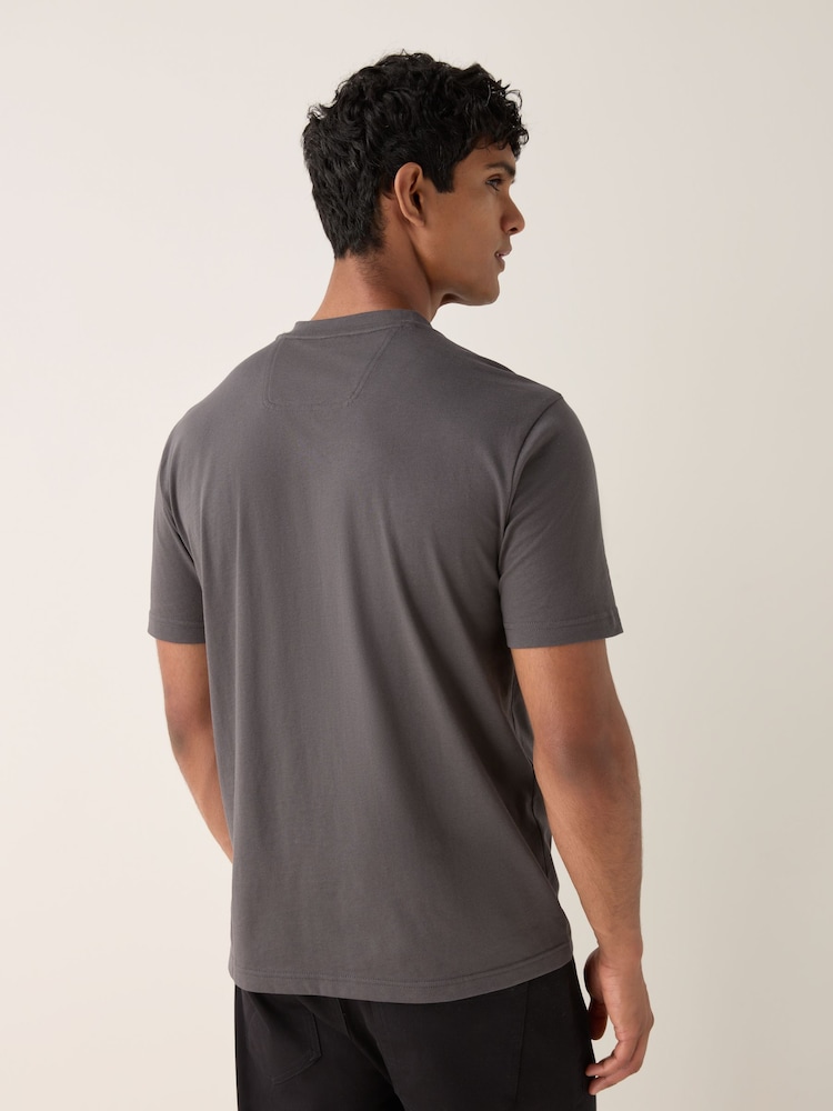 BOSS Grey Embossed Logo Stripe Detail T-Shirt - Image 2 of 5 BOSS Grey Embossed Logo Stripe Detail T-Shirt - Image 2 of 5