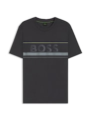 BOSS Grey Embossed Logo Stripe Detail T-Shirt - Image 5 of 5