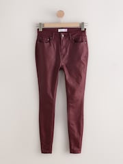 Berry Red Hourglass Coated Denim Skinny Jeans - Image 1 of 3