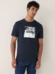 BOSS Blue Regular Fit Graphic Print T-Shirt - Image 1 of 5