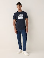 BOSS Blue Regular Fit Graphic Print T-Shirt - Image 3 of 5