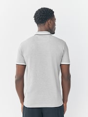 BOSS Silver Regular Fit Paddy Tipped Collar Polo Shirt - Image 2 of 6
