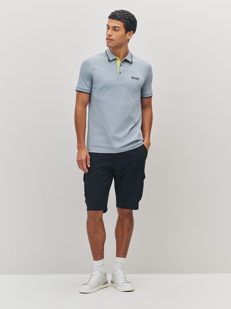 BOSS Grey Light Paddy Pro Tipped Collar Polo Shirt - Image 1 of 4