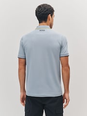 BOSS Grey Light Paddy Pro Tipped Collar Polo Shirt - Image 2 of 4