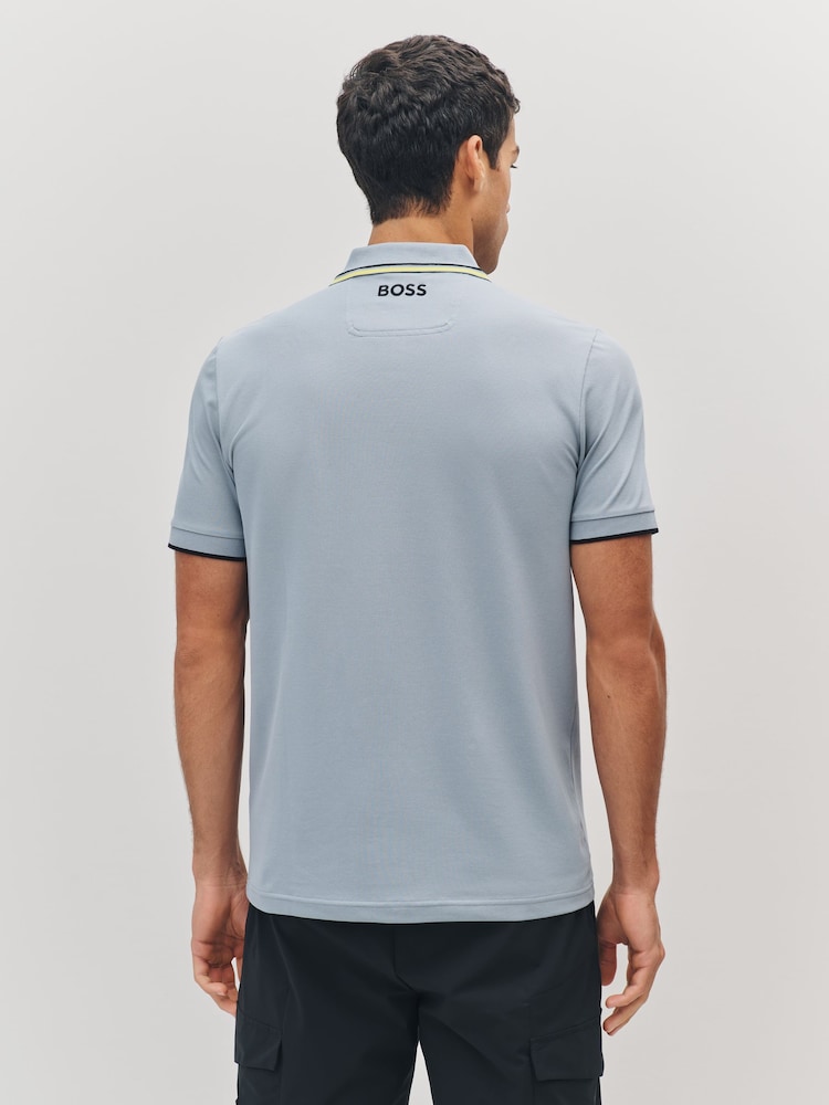 BOSS Grey Light Paddy Pro Tipped Collar Polo Shirt - Image 2 of 4