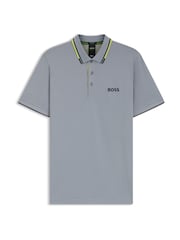 BOSS Grey Light Paddy Pro Tipped Collar Polo Shirt - Image 4 of 4