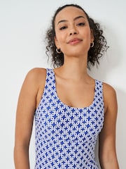 Crew Clothing Blue Ruched Printed Swimsuit - Image 4 of 5