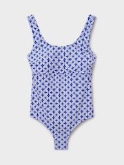 Crew Clothing Blue Ruched Printed Swimsuit - Image 5 of 5
