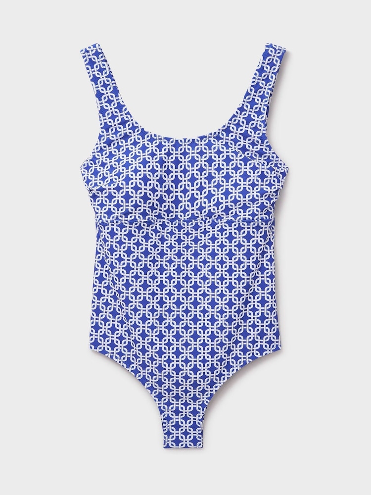 Crew Clothing Blue Ruched Printed Swimsuit - Image 5 of 5