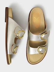 Crew Clothing Grey Leather Buckle Sandals - Image 2 of 4