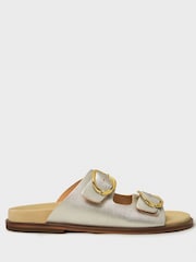 Crew Clothing Grey Leather Buckle Sandals - Image 4 of 4
