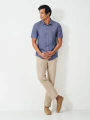 Crew Clothing Blue Short Sleeve Linen Shirt - Image 3 of 5