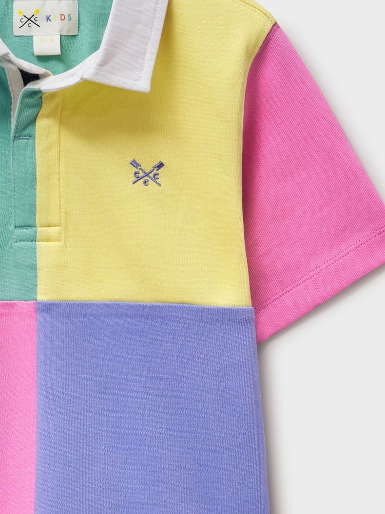 Crew Clothing 100% Cotton Short Sleeve Harlequin Rugby Shirt - Imaginea 3 din 3